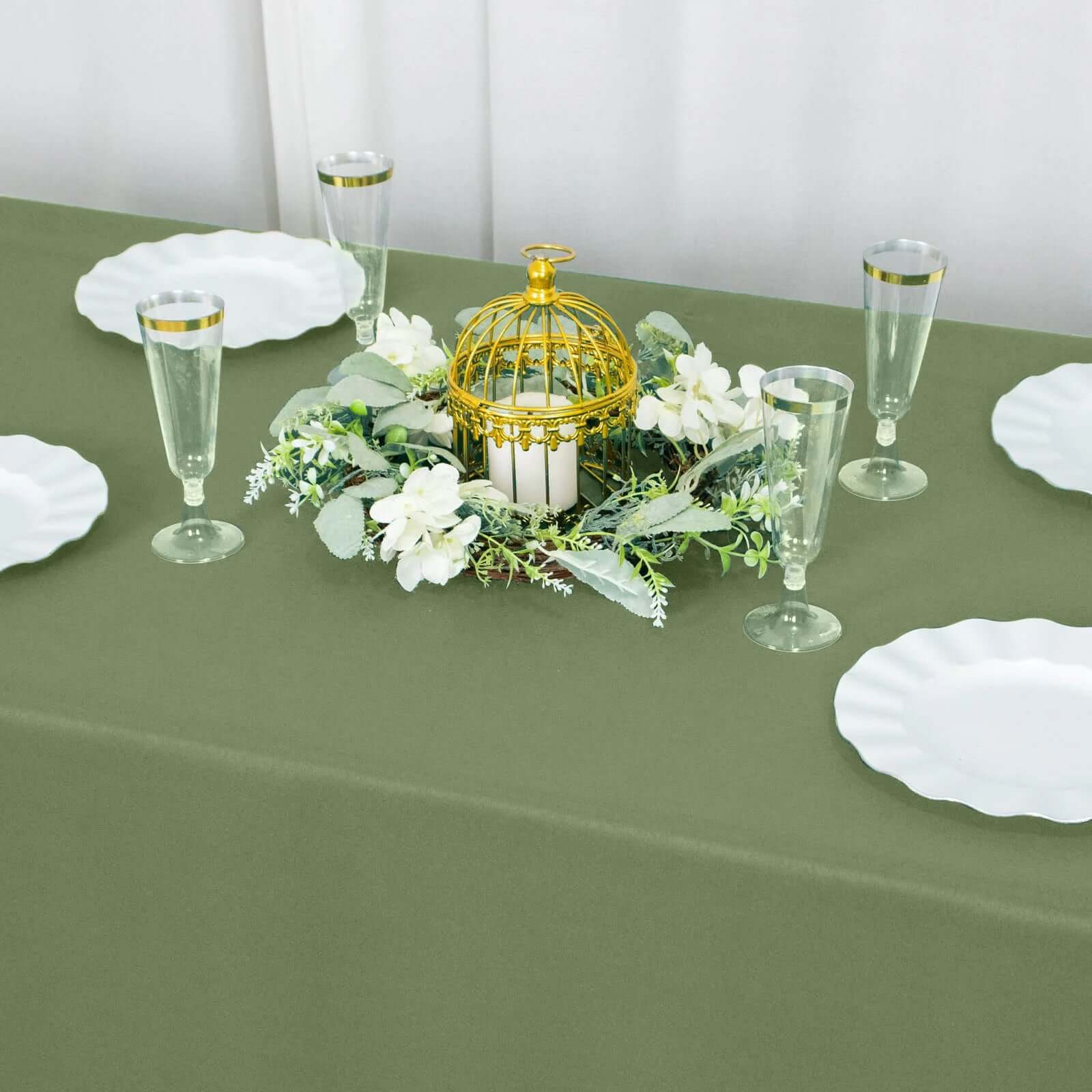 Premium Polyester 90x132 Rectangle Tablecloth Dusty Sage Green - Seamless 220GSM Stain-Resistant Table Cover