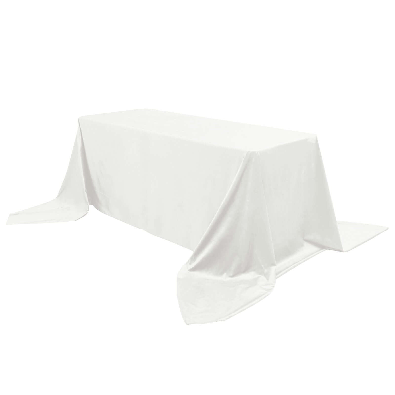 Premium Velvet 90x156 Rectangle Tablecloth Ivory - Reusable Soft & Seamless Table Cover