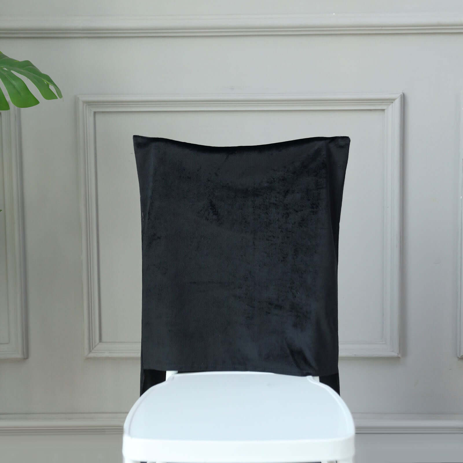 Velvet Chair Back Slipcover for Chiavari Chairs Black - Soft and Smooth Solid Chair Back Cover Cap for Weddings