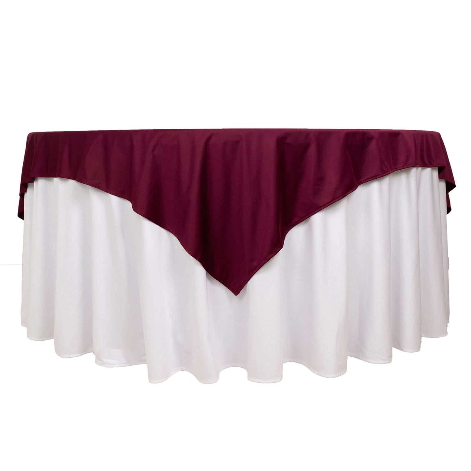 Premium Scuba 70x70 Table Overlay Square Tablecloth Burgundy - Wrinkle Free & Stain Resistant Table Cover