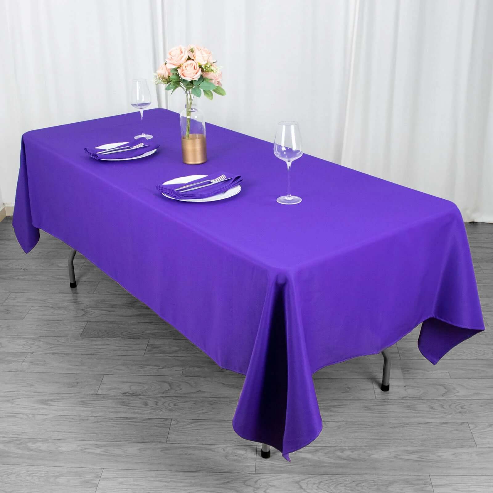 Premium Polyester 60x102 Rectangle Tablecloth Purple - Durable 220GSM Wrinkle-Resistant Table Cover