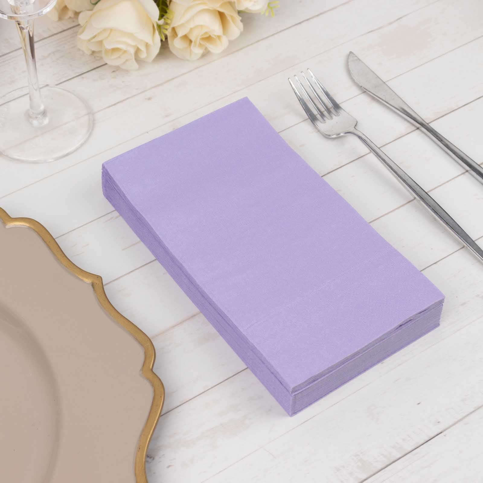 50-Pack Paper Napkins Soft Lavender Lilac - Disposable 2-Ply Cocktail and Beverage Napkins for Weddings