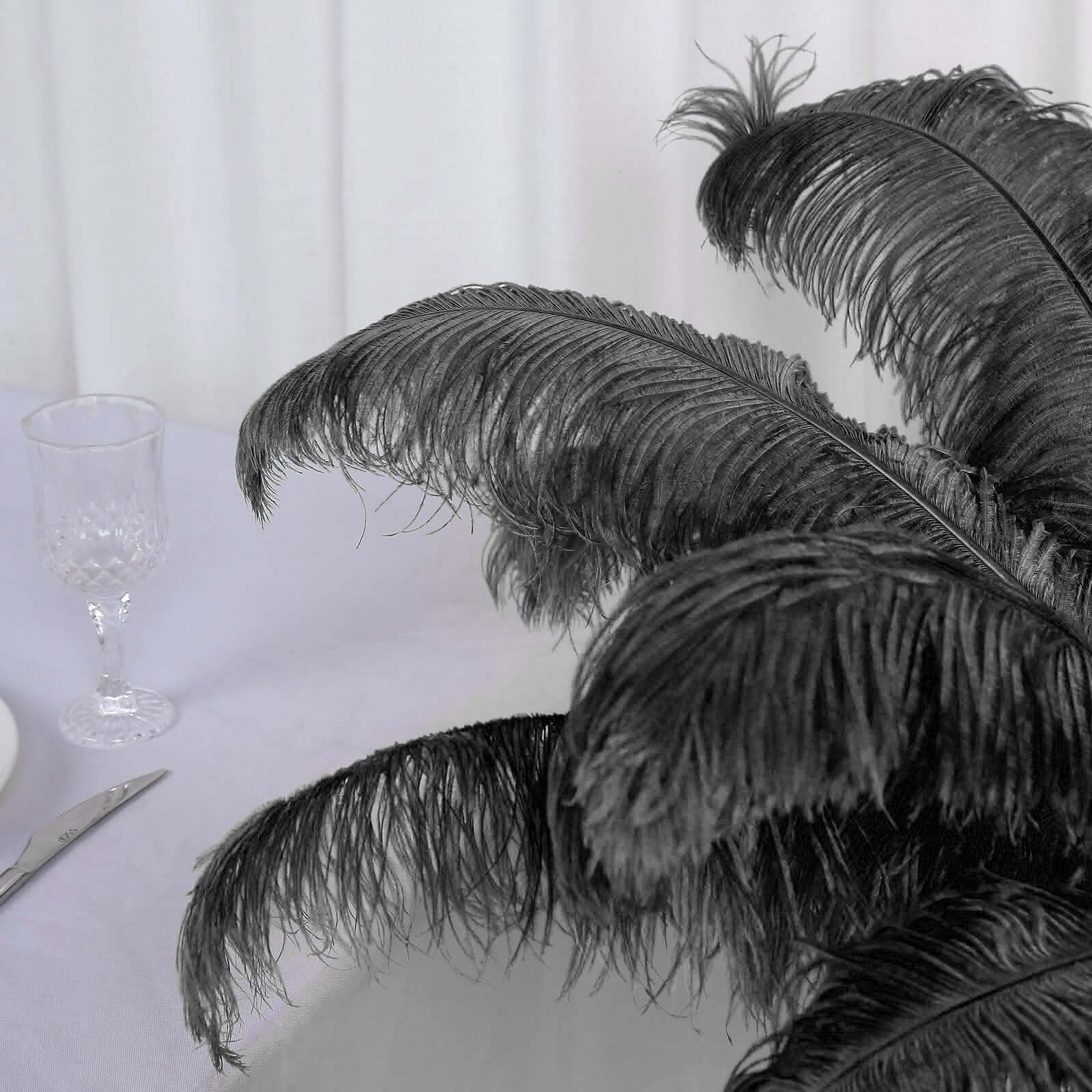 12 Pack Black Natural Plume Ostrich Feathers Centerpiece Filler - 24-26