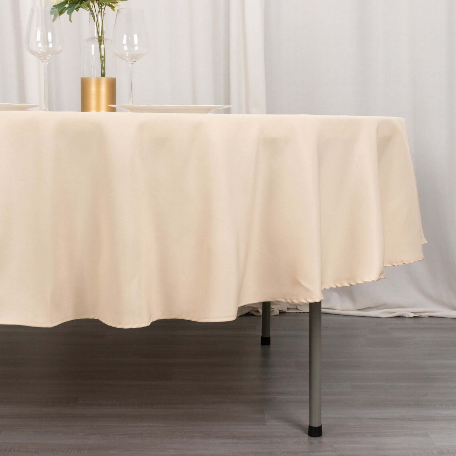 Premium Polyester 90 Round Tablecloth Beige - Stain and Wrinkle-Resistant Design with 220GSM Thickness Table Cover