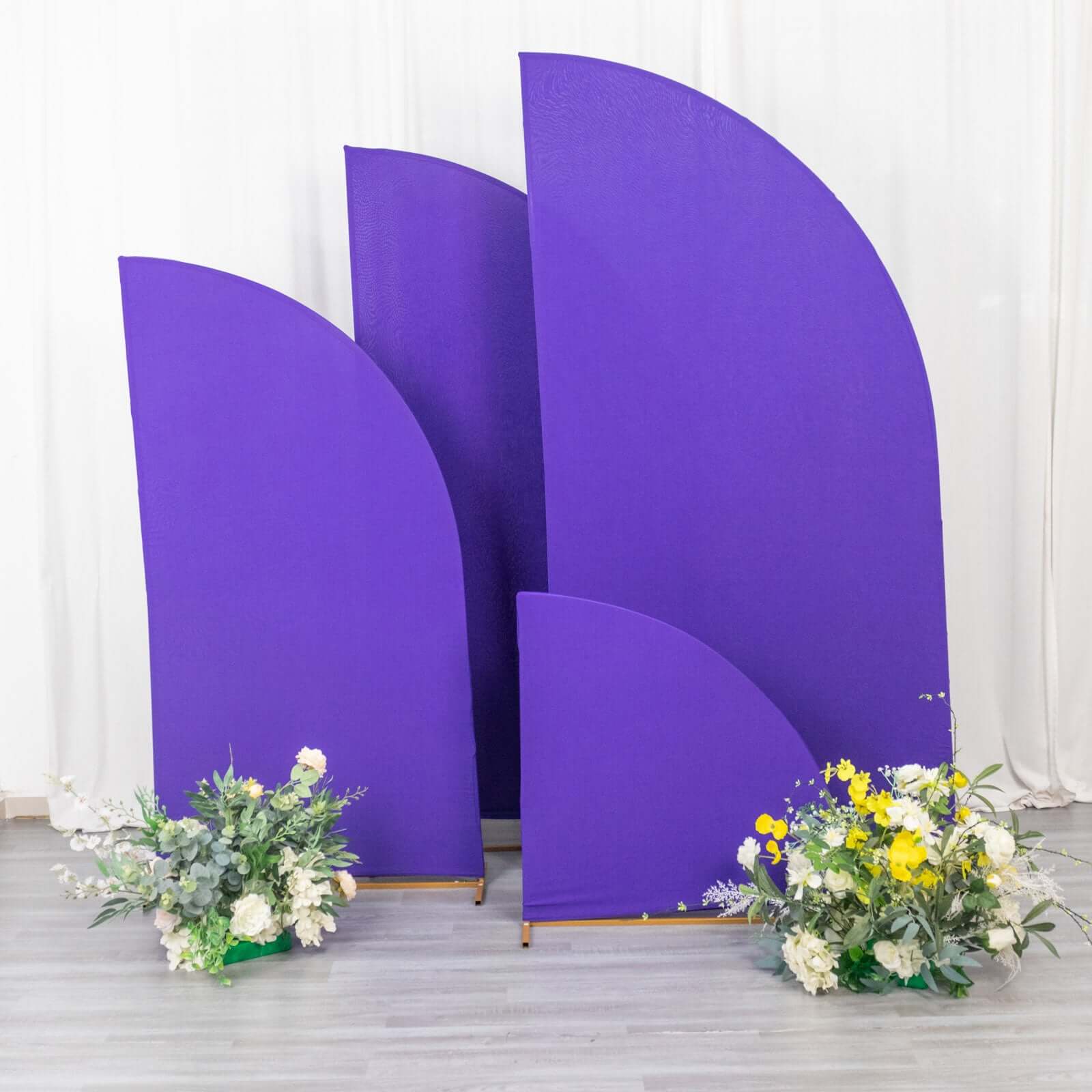 Set of 4 Matte Purple Spandex Half Moon Chiara Backdrop Stand Covers, Custom Fitted Wedding Arch Covers - 2.5ft,5ft,6ft,7ft