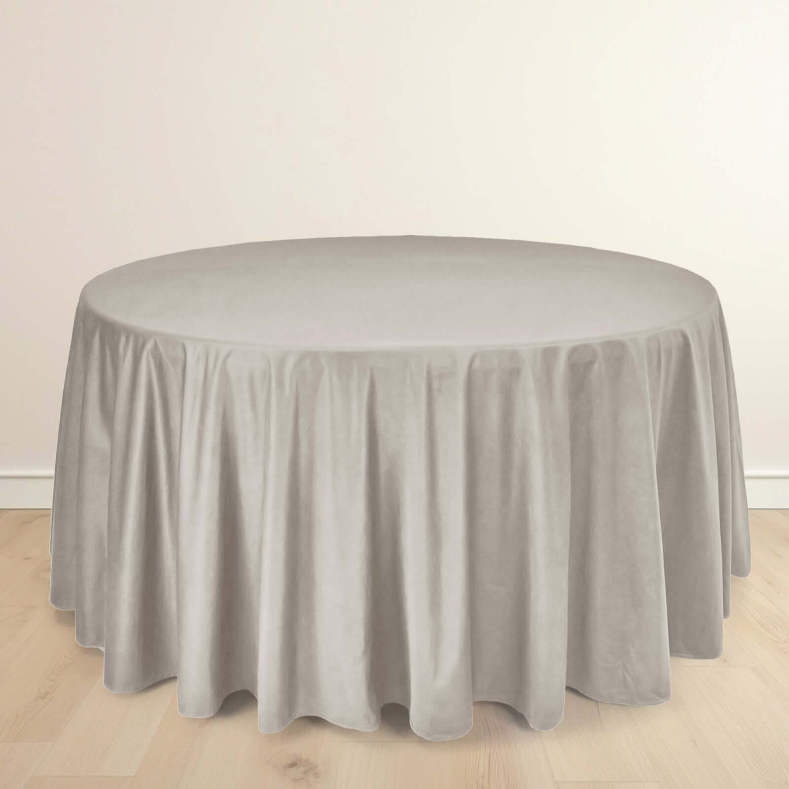 Premium Scuba Round 120 Tablecloth Shimmering Silver - Wrinkle Free, Stain Resistant & Seamless Table Cover