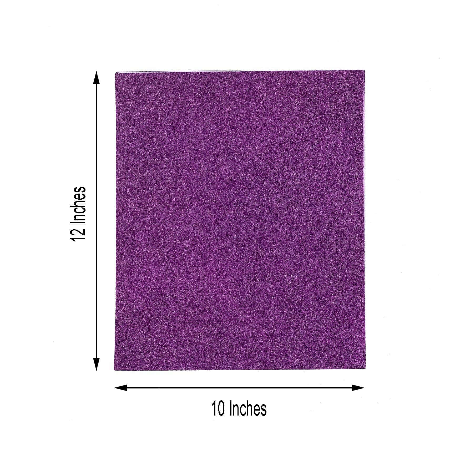 10 Pack Purple Self-Adhesive Glitter DIY Craft Foam Sheets - 12x10