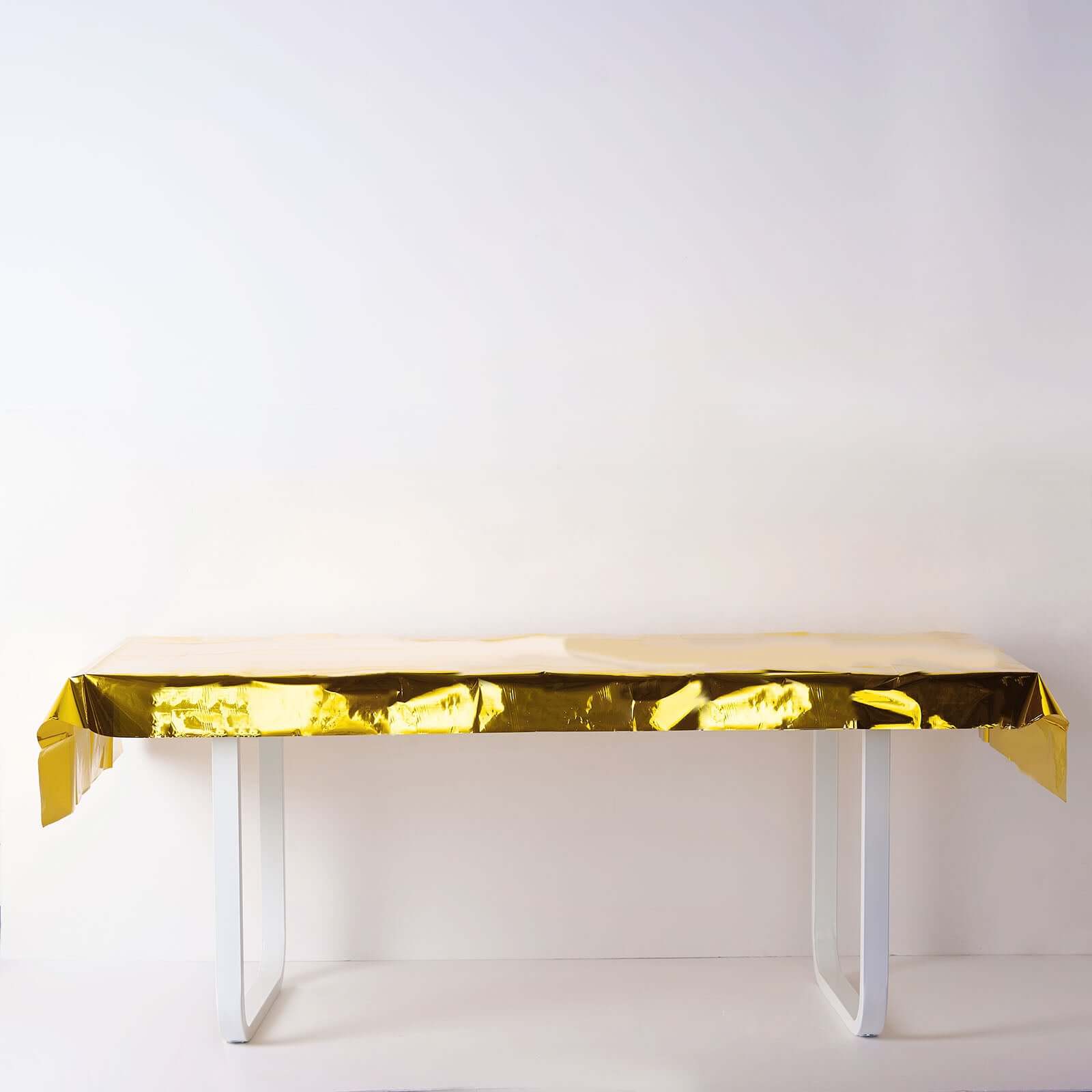 40x90 Gold Metallic Foil Rectangle Tablecloth, Disposable Table Cover