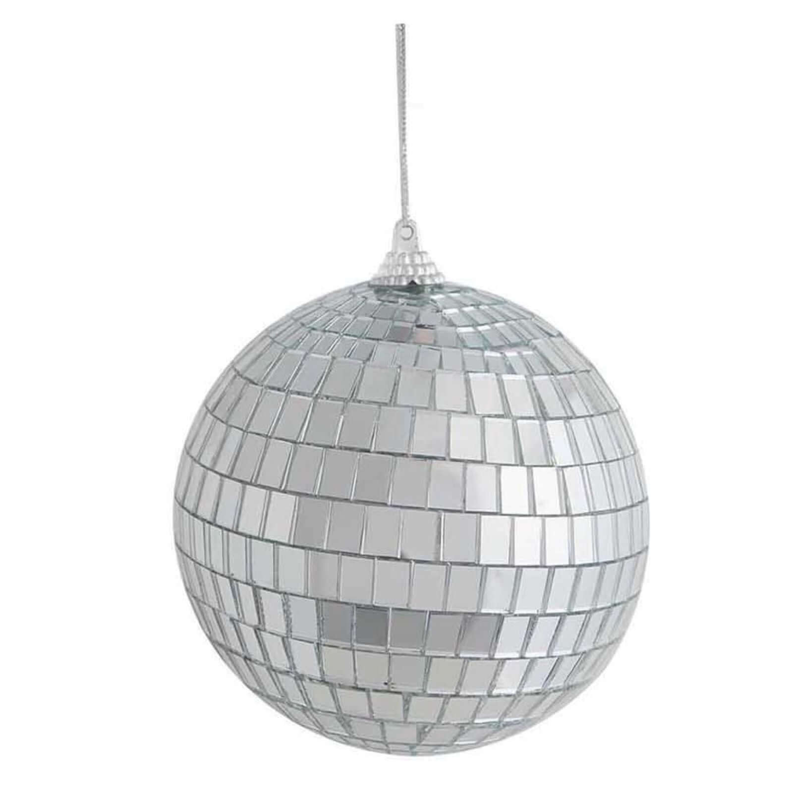 6 Pack 2 Silver Foam Disco Mirror Ball With Hanging Strings, Holiday Christmas Ornaments