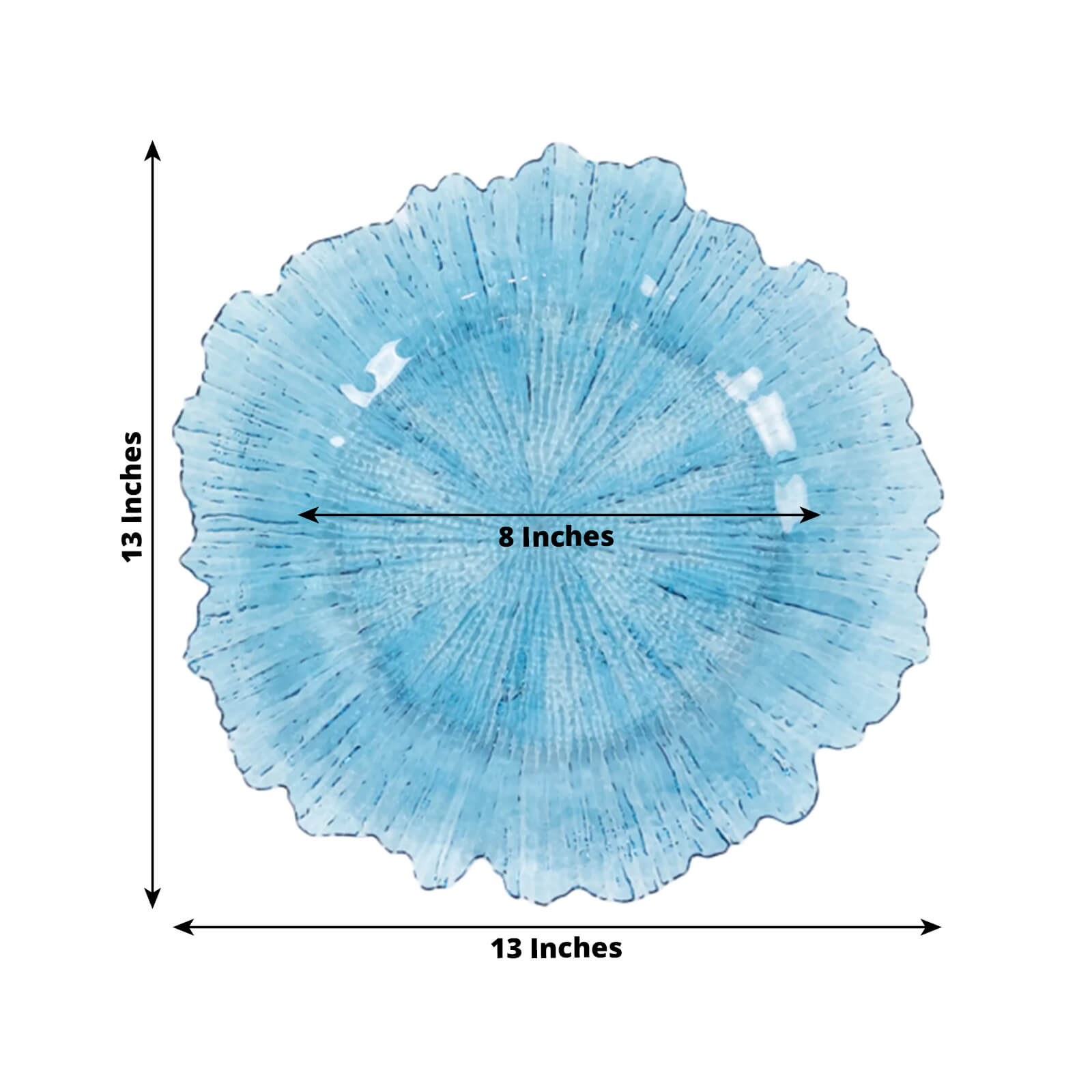 6-Pack Acrylic Plastic Round Charger Plates 13 in Transparent Dusty Blue with Reef Design, Dinner Charger Tableware