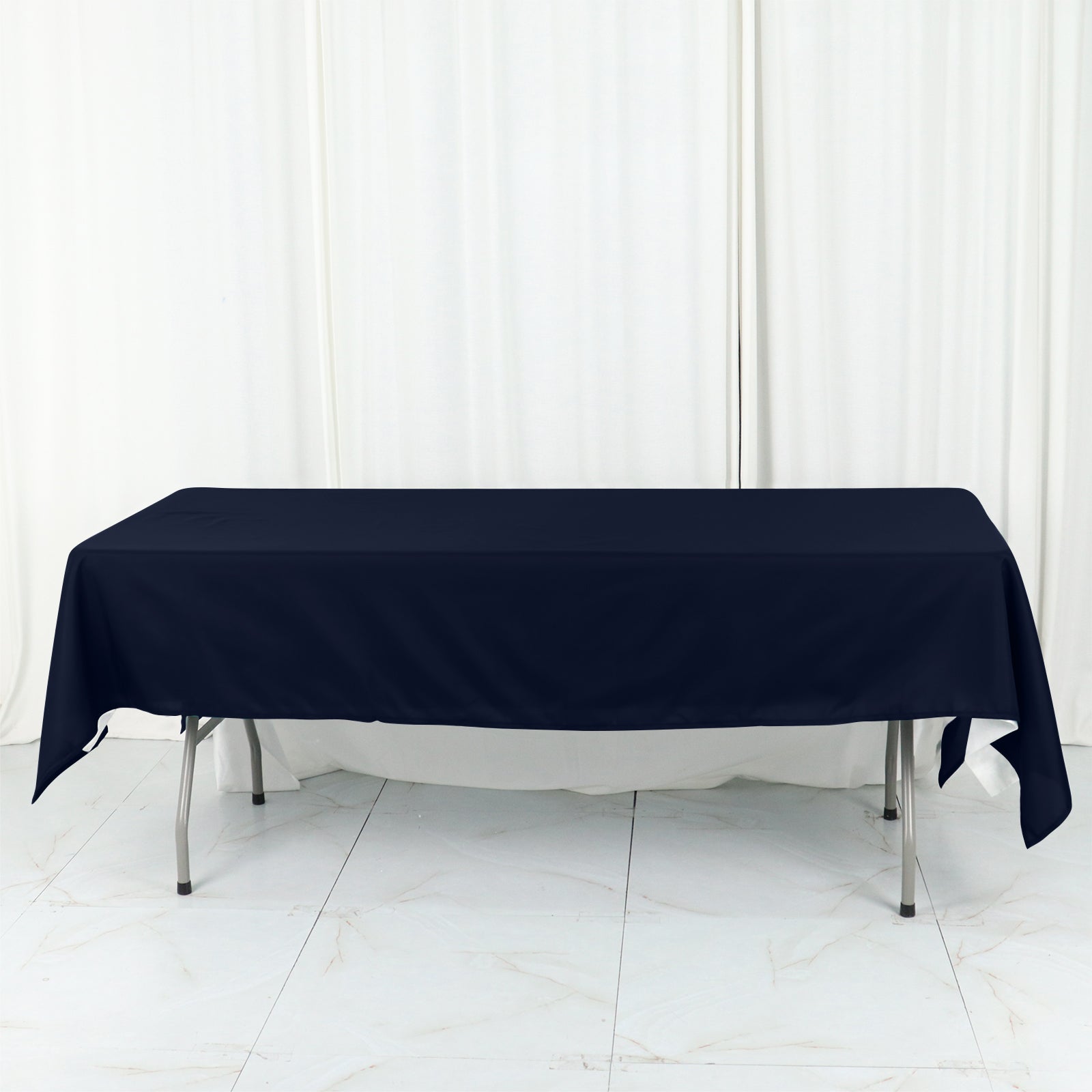 Cotton Blend 60x102 Rectangle Tablecloth Navy Blue - Wrinkle-Resistant Table Cover