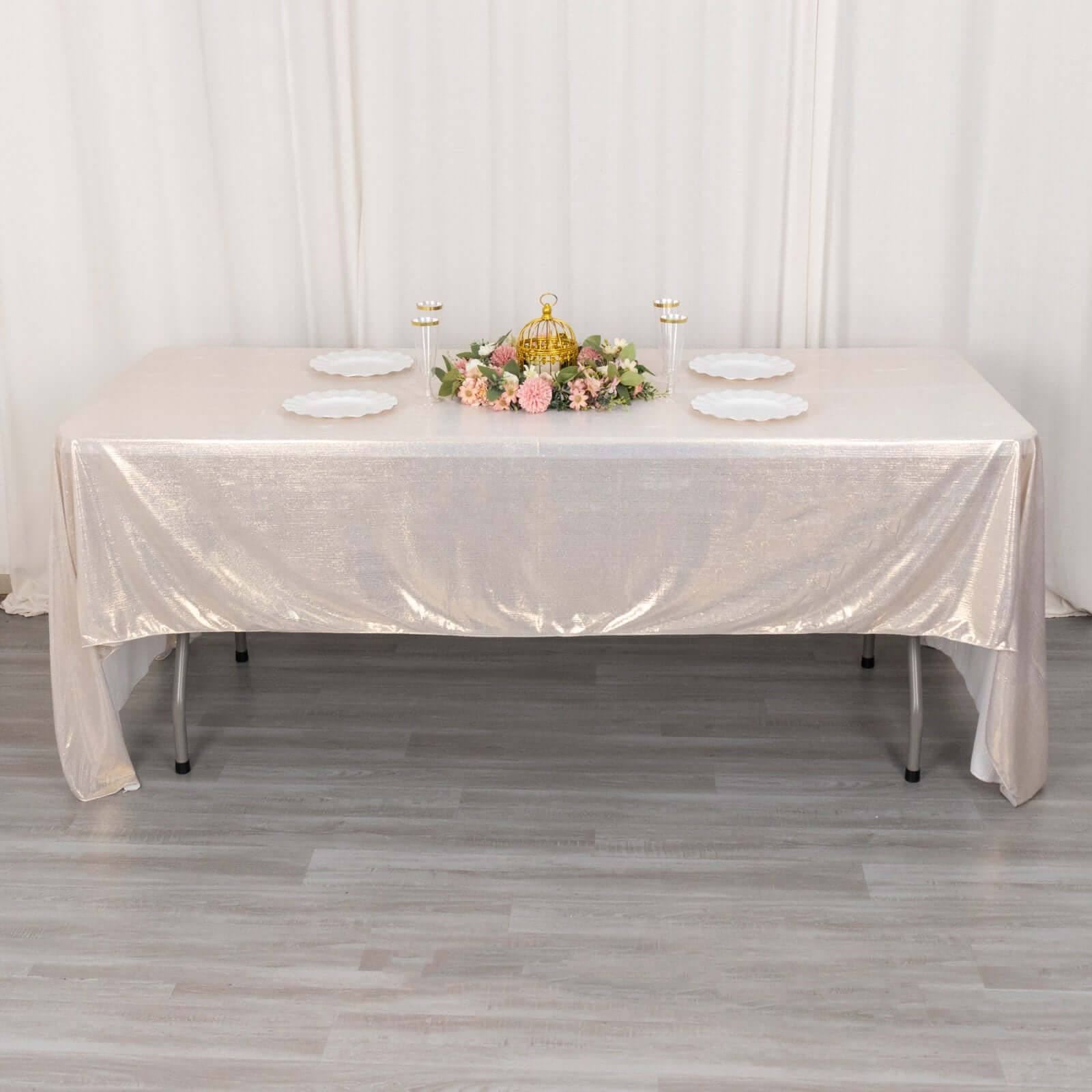 Sequin Dots Polyester 60x126 Rectangle Tablecloth Shimmering Beige - Wrinkle Free & Sparkling Table Cover