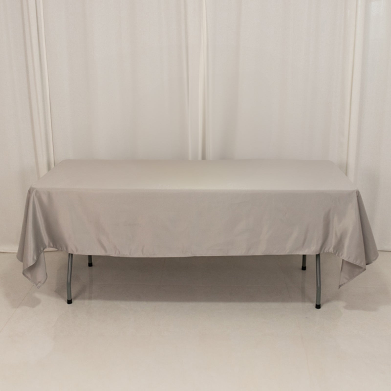 Lamour Satin 60x102 Rectangle Tablecloth Silver - Durable & Silky Soft Feel Table Cover