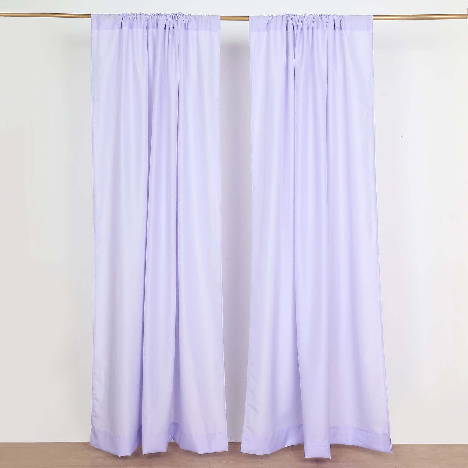 2 Pack Lavender Lilac Polyester Event Curtain Drapes, 10ftx8ft Backdrop Event Panels With Rod Pockets 130 GSM