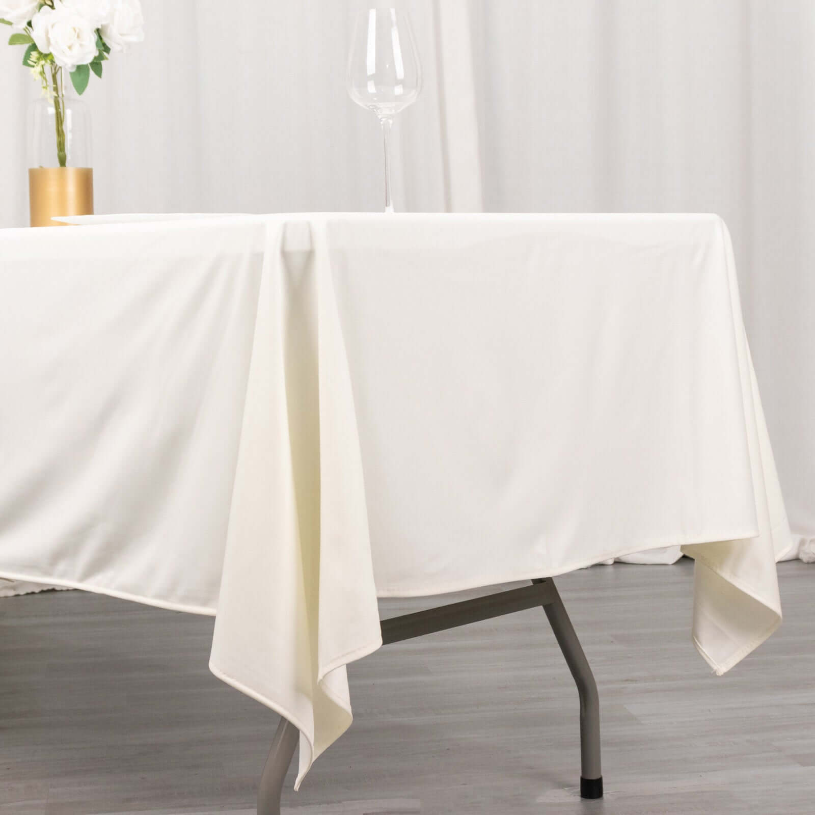 Premium Scuba Rectangular 60x102 Tablecloth Ivory - Wrinkle Free & Stain Resistant Table Cover