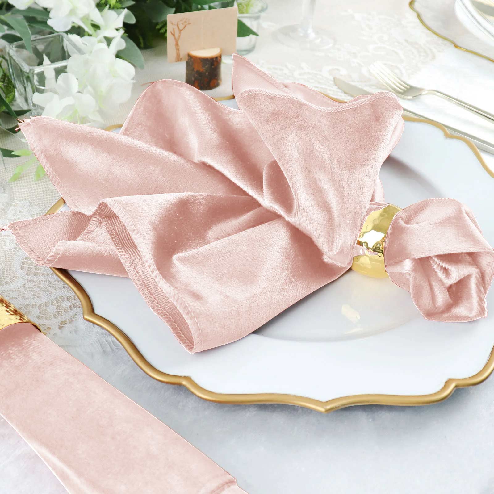 5 Pack Premium Velvet 20x20 Napkins Blush - Soft Sheen Finish Cloth Napkins