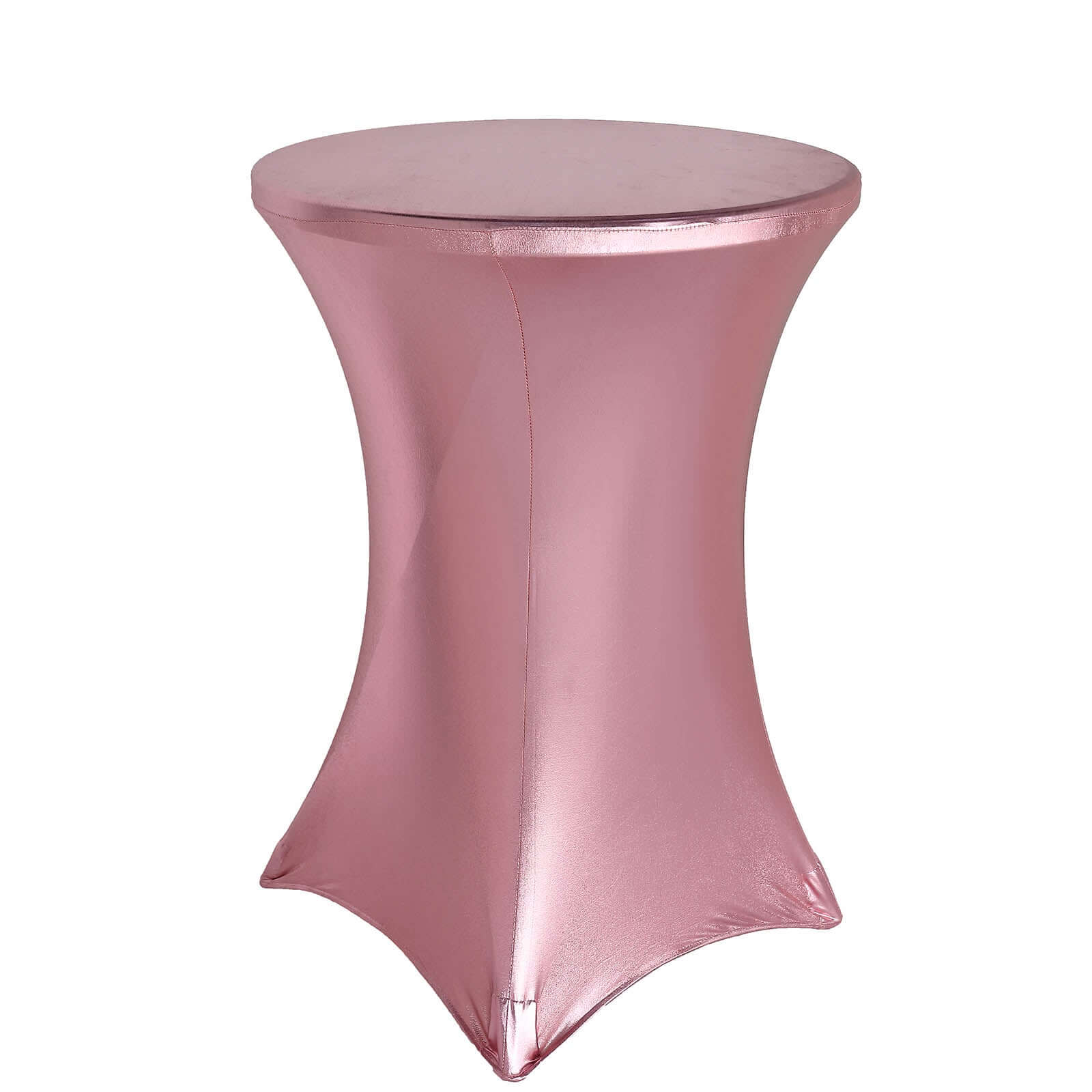 Metallic Spandex 32 Fitted Round Cocktail Table Cover Rose Gold Highboy Tablecloth - Stretch Fit & Water-Resistant