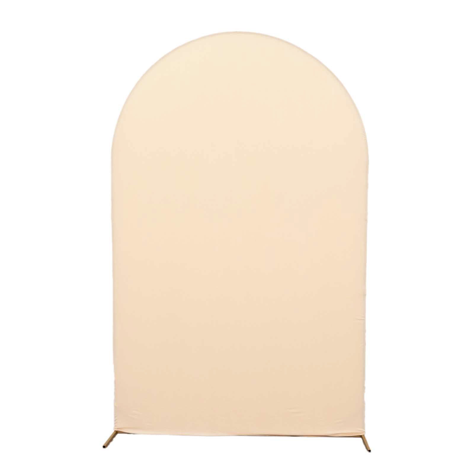 8ft Matte Beige Spandex Fitted Wedding Arch Cover For Round Top Chiara Backdrop Stand