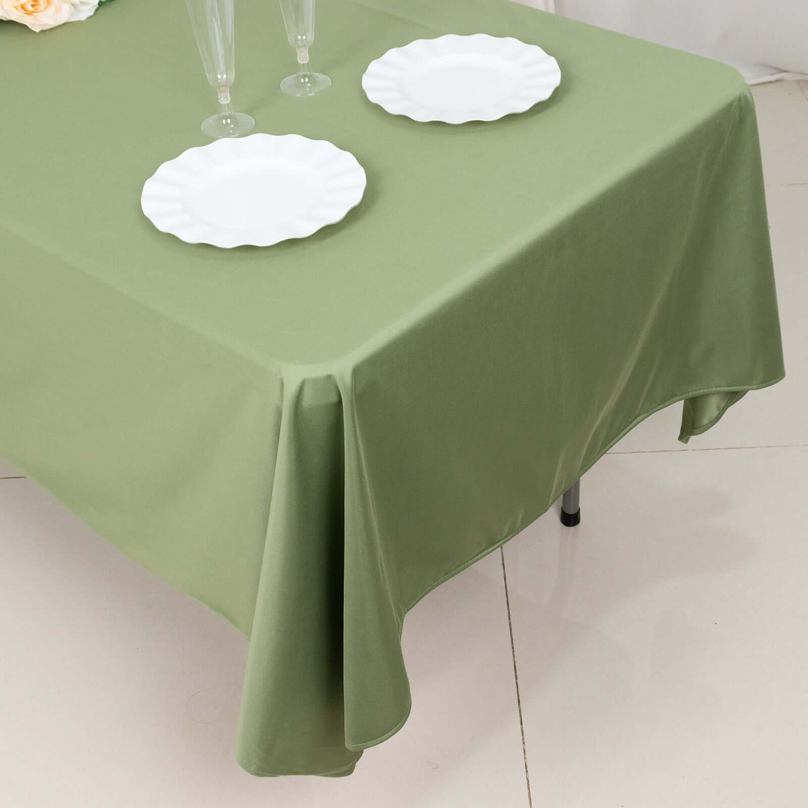 Premium Scuba Rectangular 60x102 Tablecloth Dusty Sage Green - Wrinkle Free & Stain Resistant Table Cover