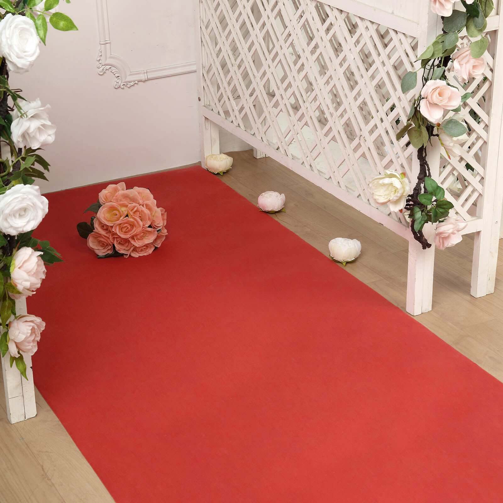 3ftx100ft Hollywood Red Carpet Runner for Party, Red Rayon Wedding Aisle Runner