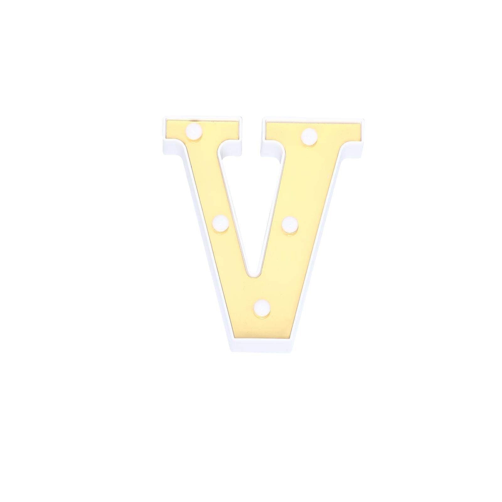 3D Marquee Letter V Warm White 5 LED Lights Gold - Chic Light-Up Decor for Events 6