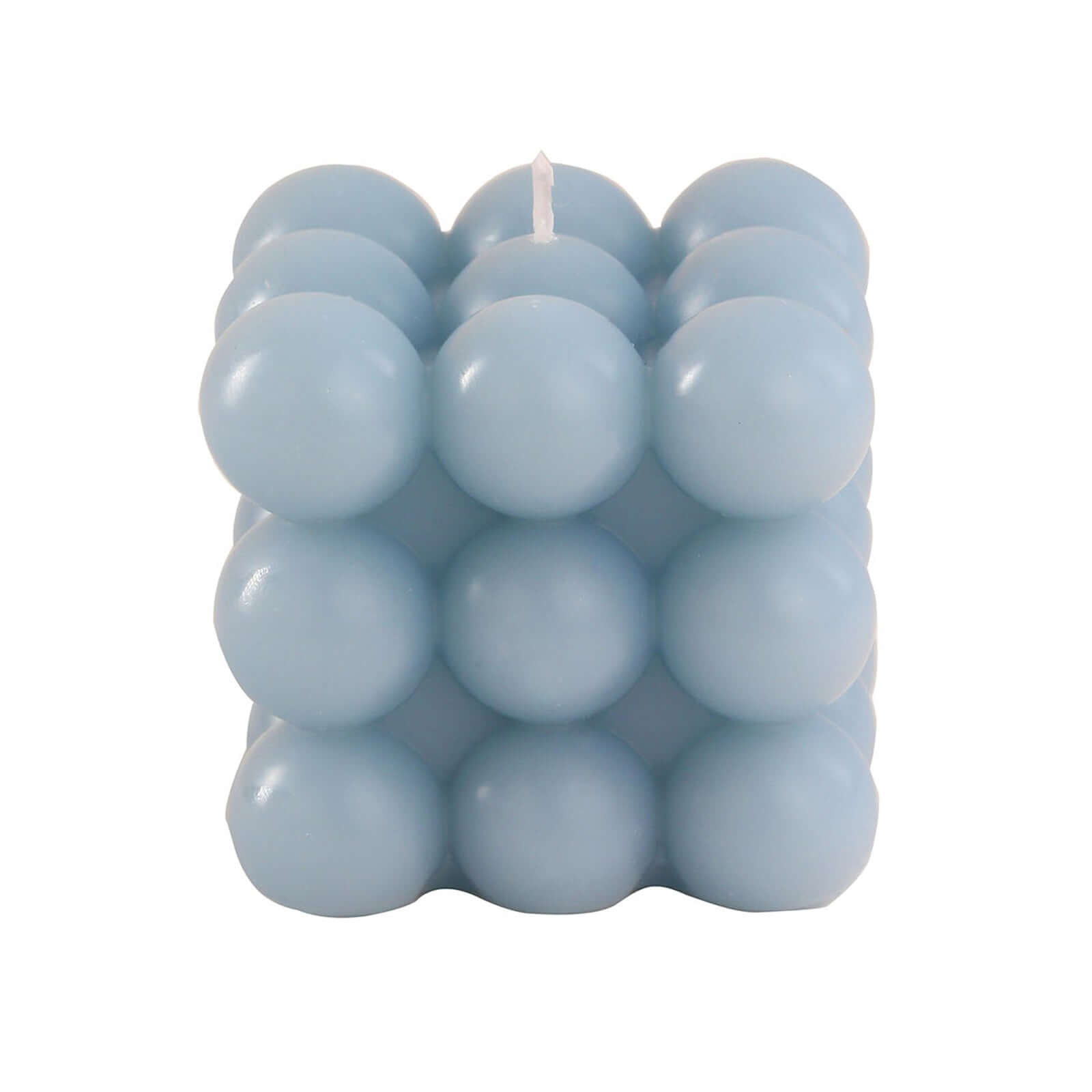 2-Pack Decorative Paraffin Wax Candles Bubble Cube Design Dusty Blue - Unscented Long Burning Pillar Candle Set 2