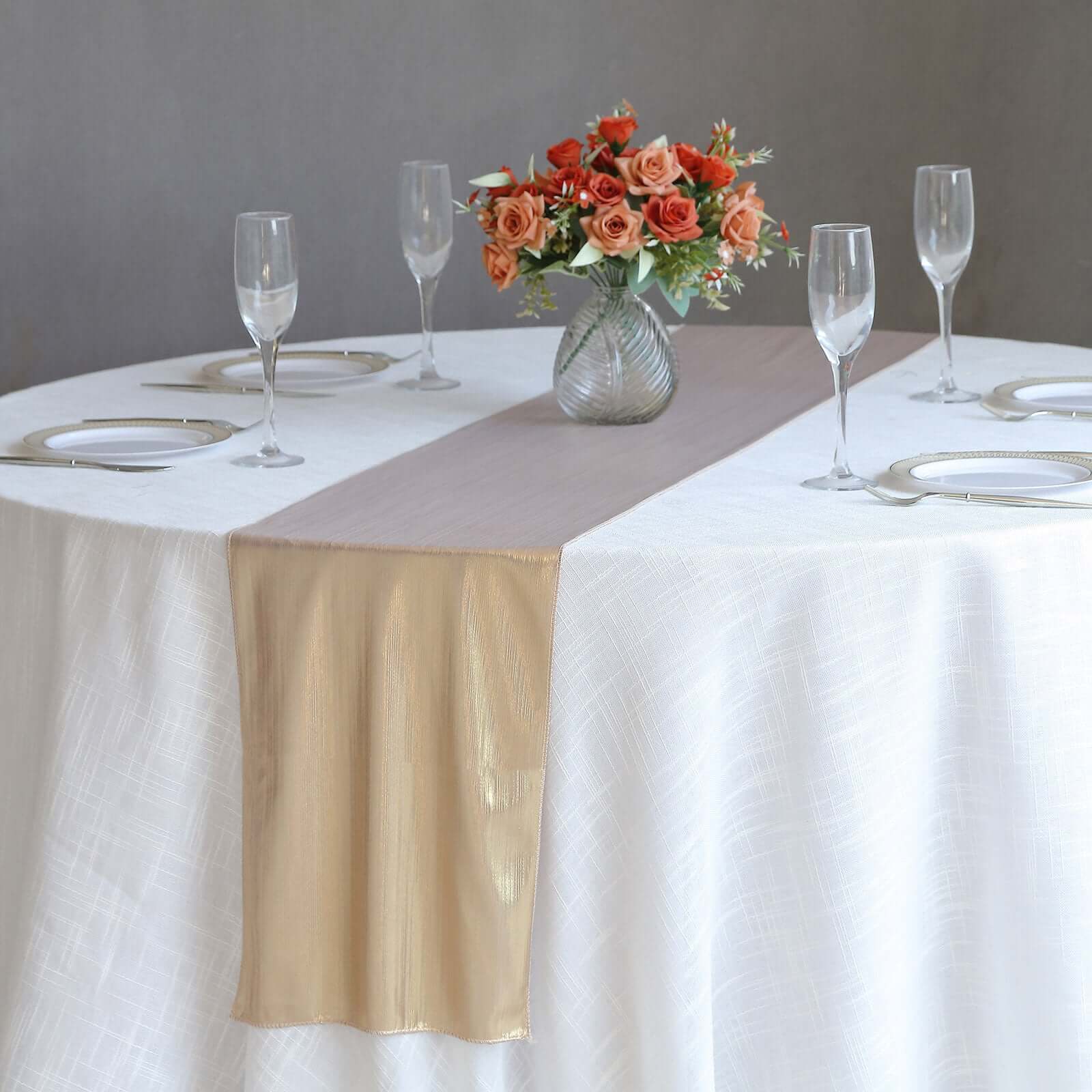 Polyester 12x108 Table Runner Blush Shimmer Sequin Dots - Wrinkle-Free Finish Table Linen