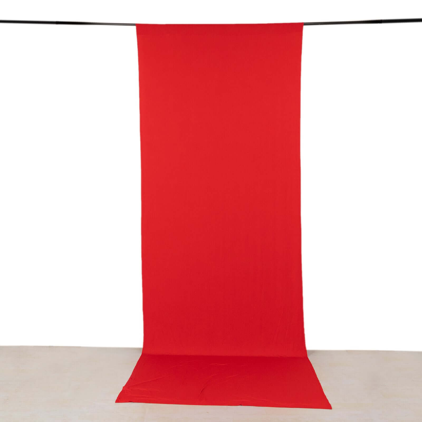 Red 4-Way Stretch Spandex Event Curtain Drapes, Wrinkle Free Backdrop Event Panel with Rod Pockets - 5ftx14ft