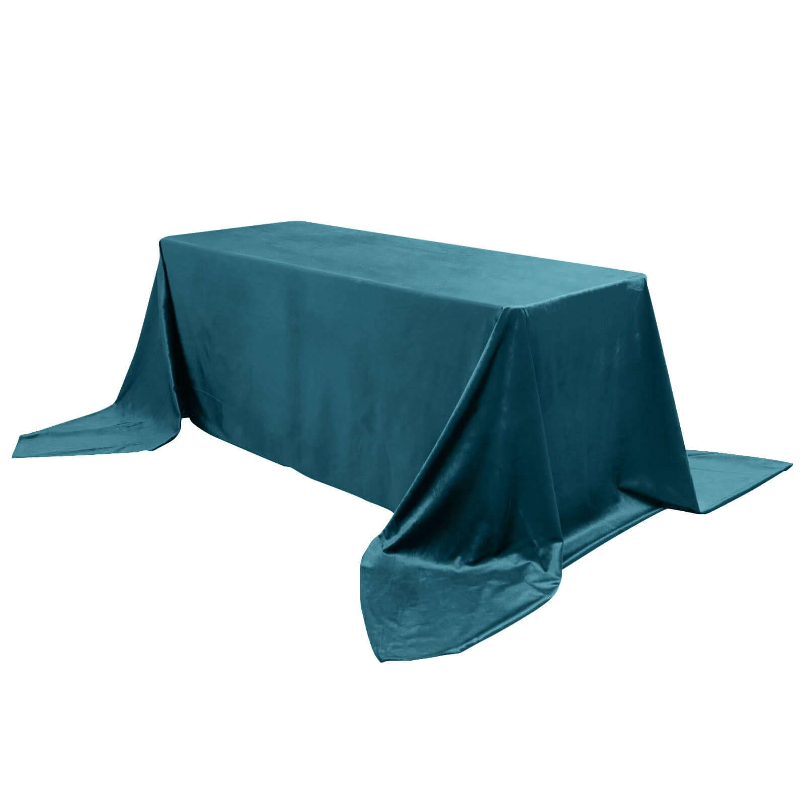 Premium Velvet 90x156 Rectangle Tablecloth Hunter Peacock Teal - Reusable Soft & Seamless Table Cover