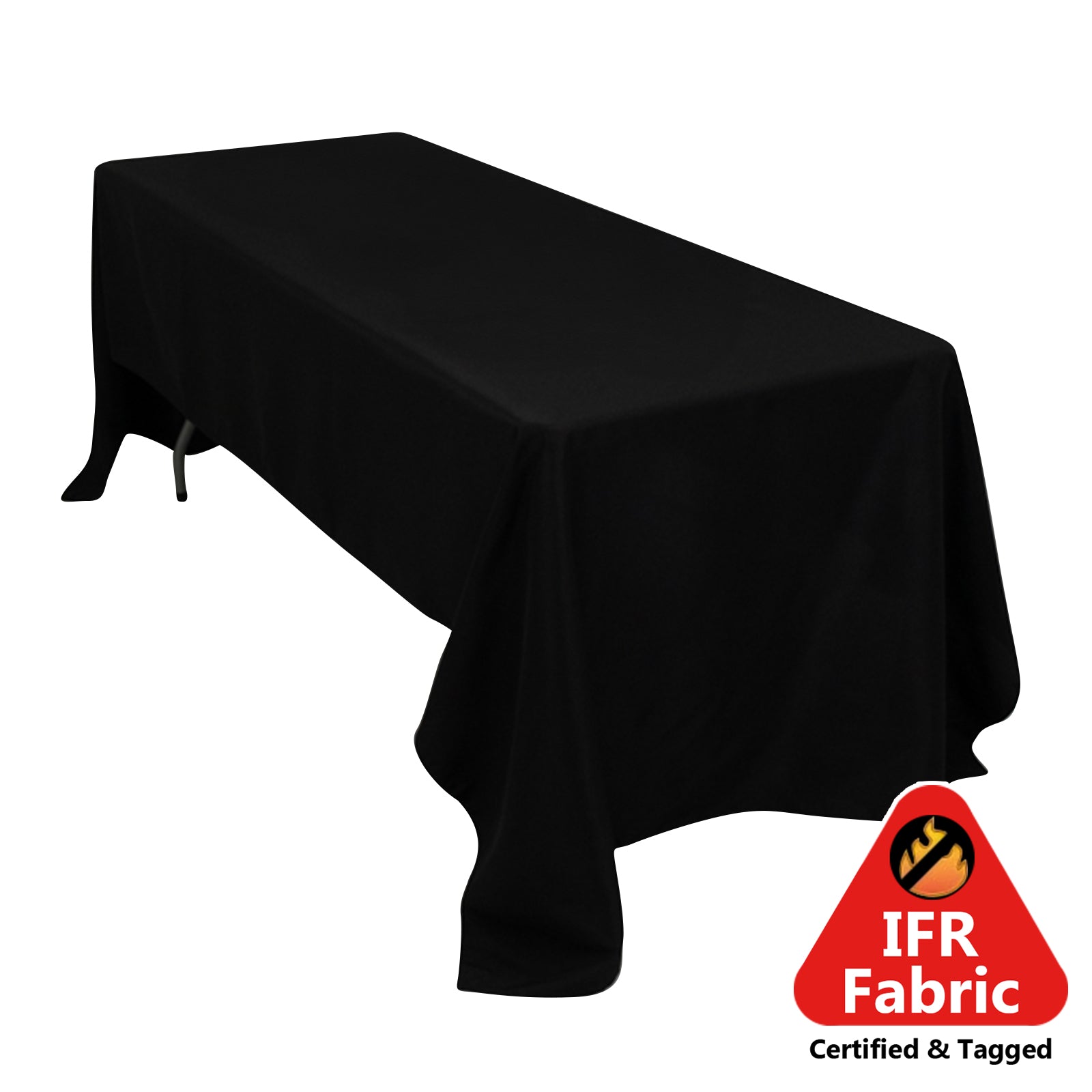 Fire Retardant Premium Polyester 60x126 Rectangular Tablecloth Black - High-Performance Table Cover