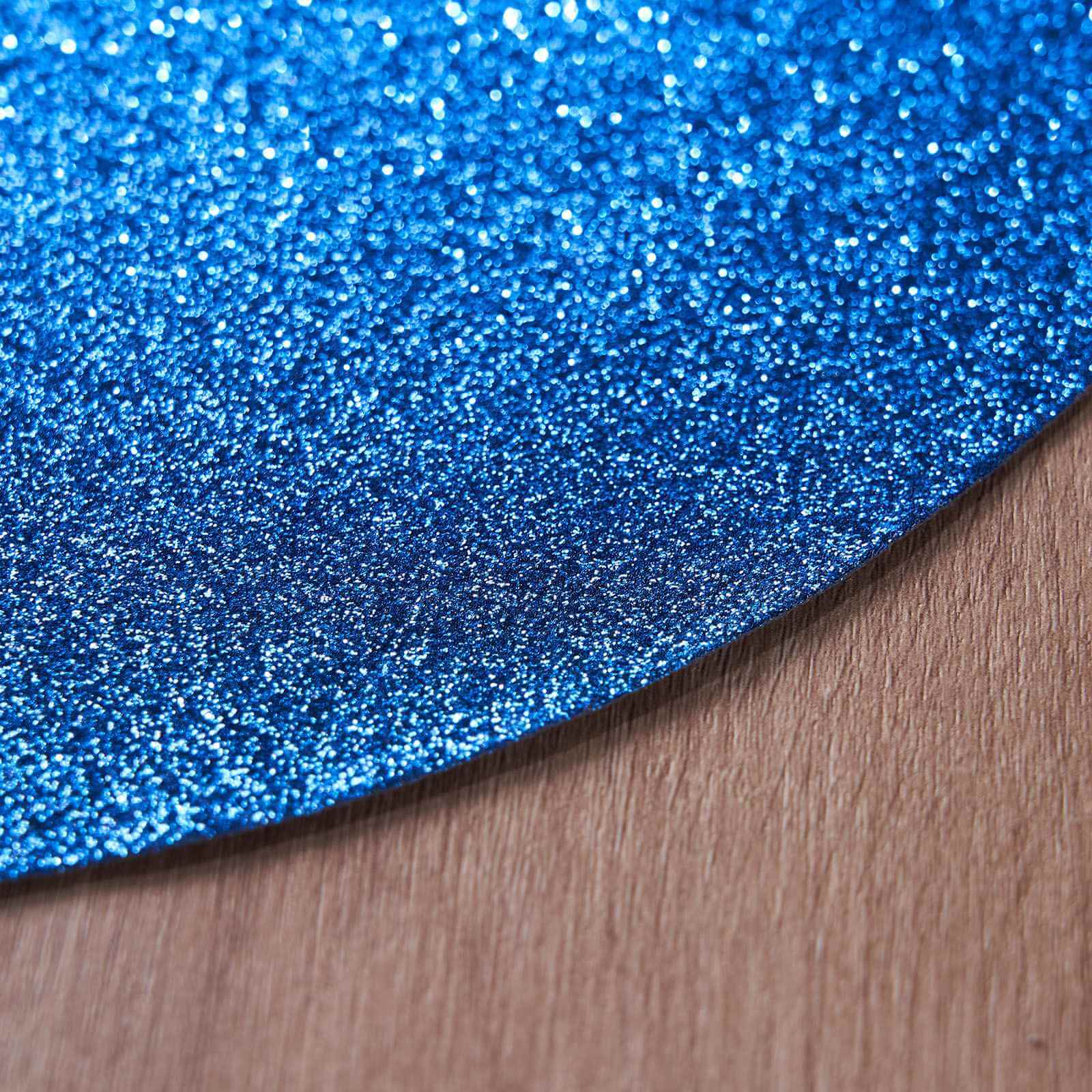 6-Pack Placemats Glitter Design Royal Blue Sparkle Round - Non-Slip Decorative Dining Table Mats 13