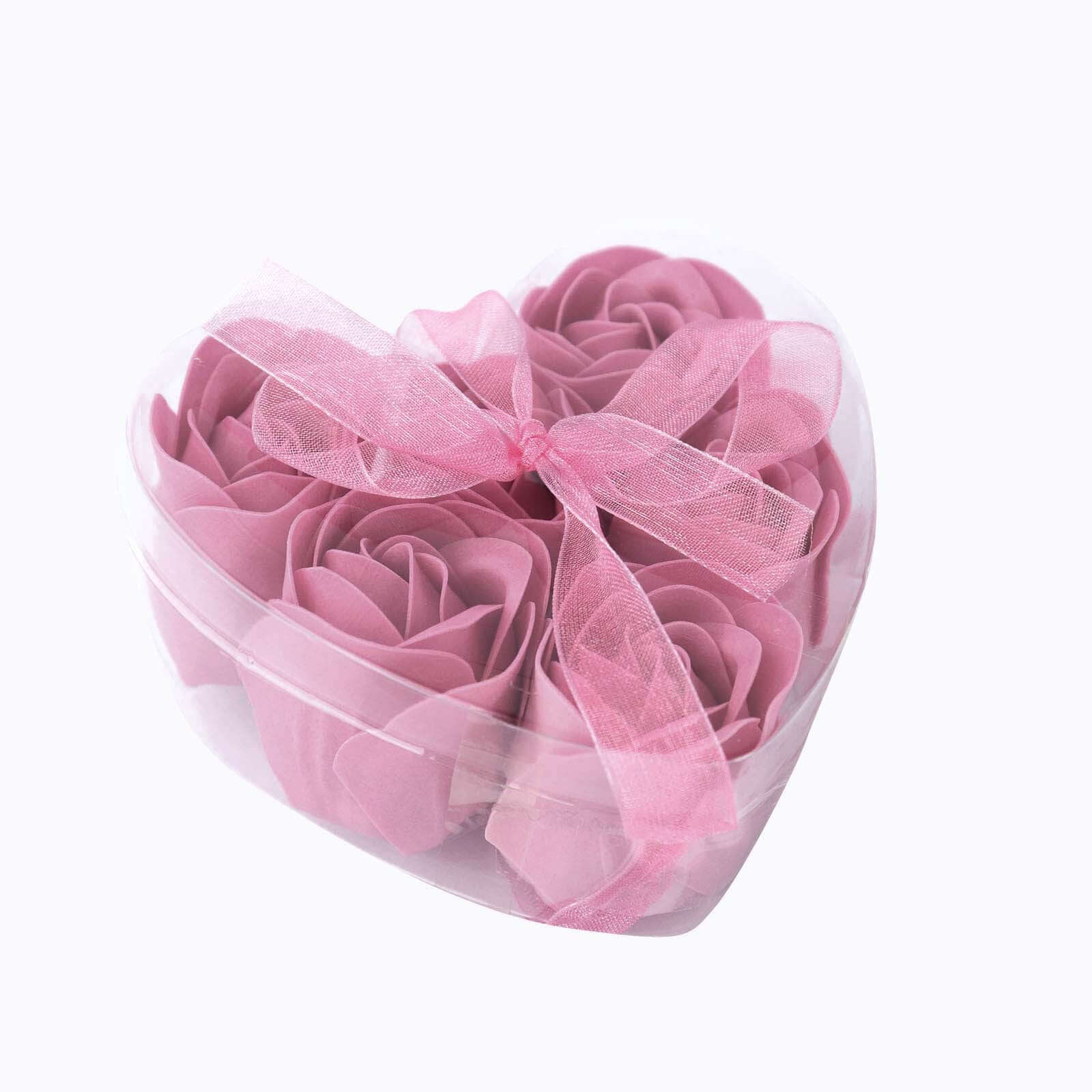 4 Pack 24 Pcs Dusty Rose Scented Rose Soap Heart Shaped Party Favors With Gift Boxes And Ribbon