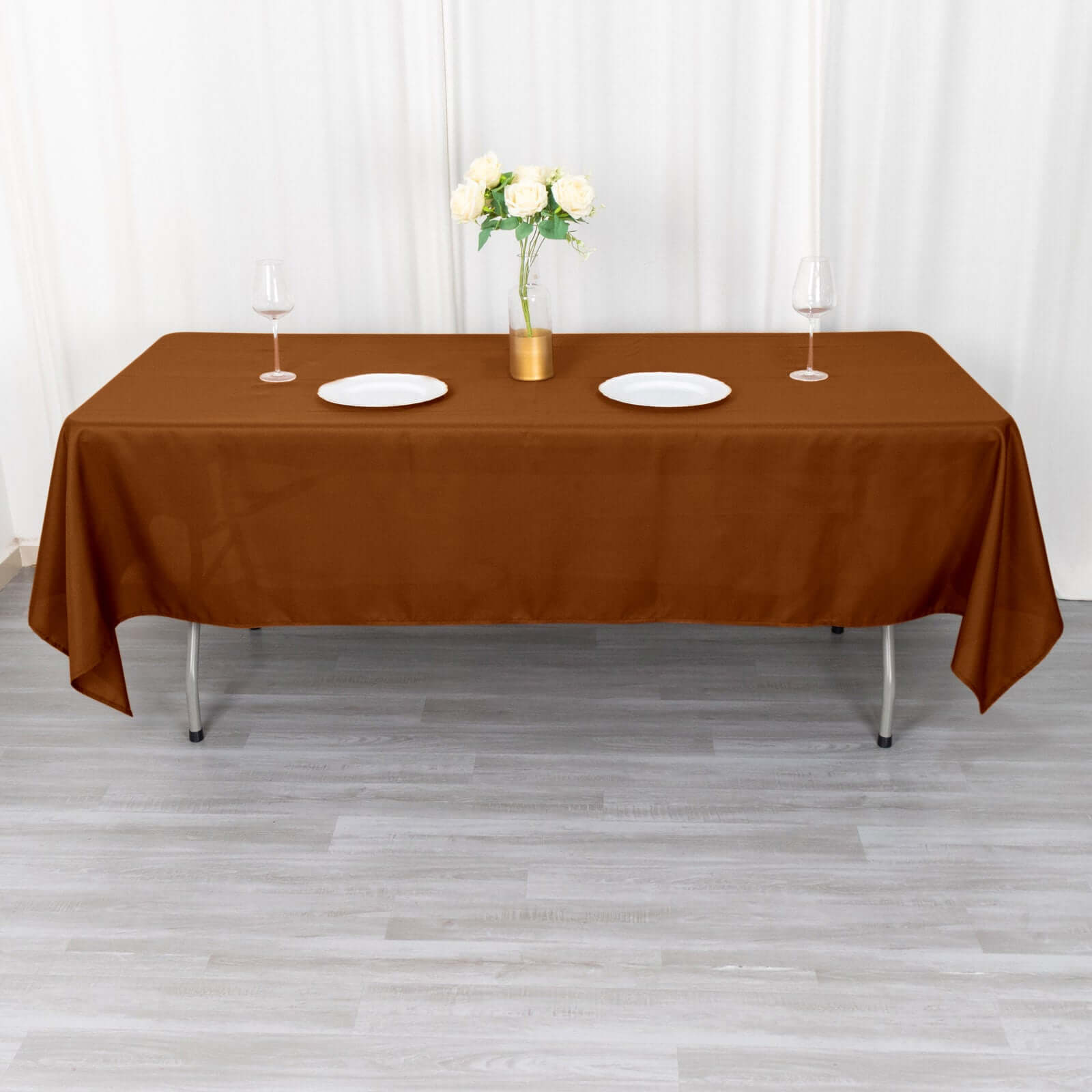 Polyester 60x102 Rectangle Tablecloth Cinnamon Brown - Durable and Stylish Table Cover