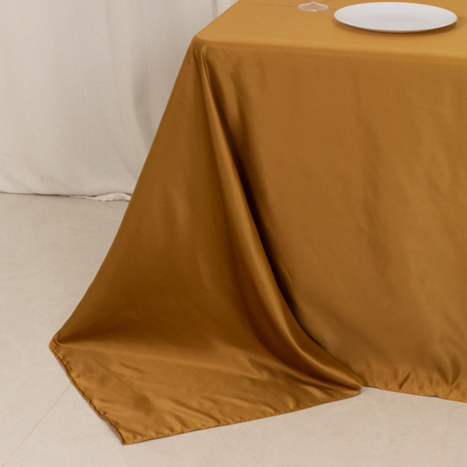Lamour Satin 90x132 Rectangle Tablecloth Gold - Soft & Silk-Like Seamless Table Cover for Weddings & Parties