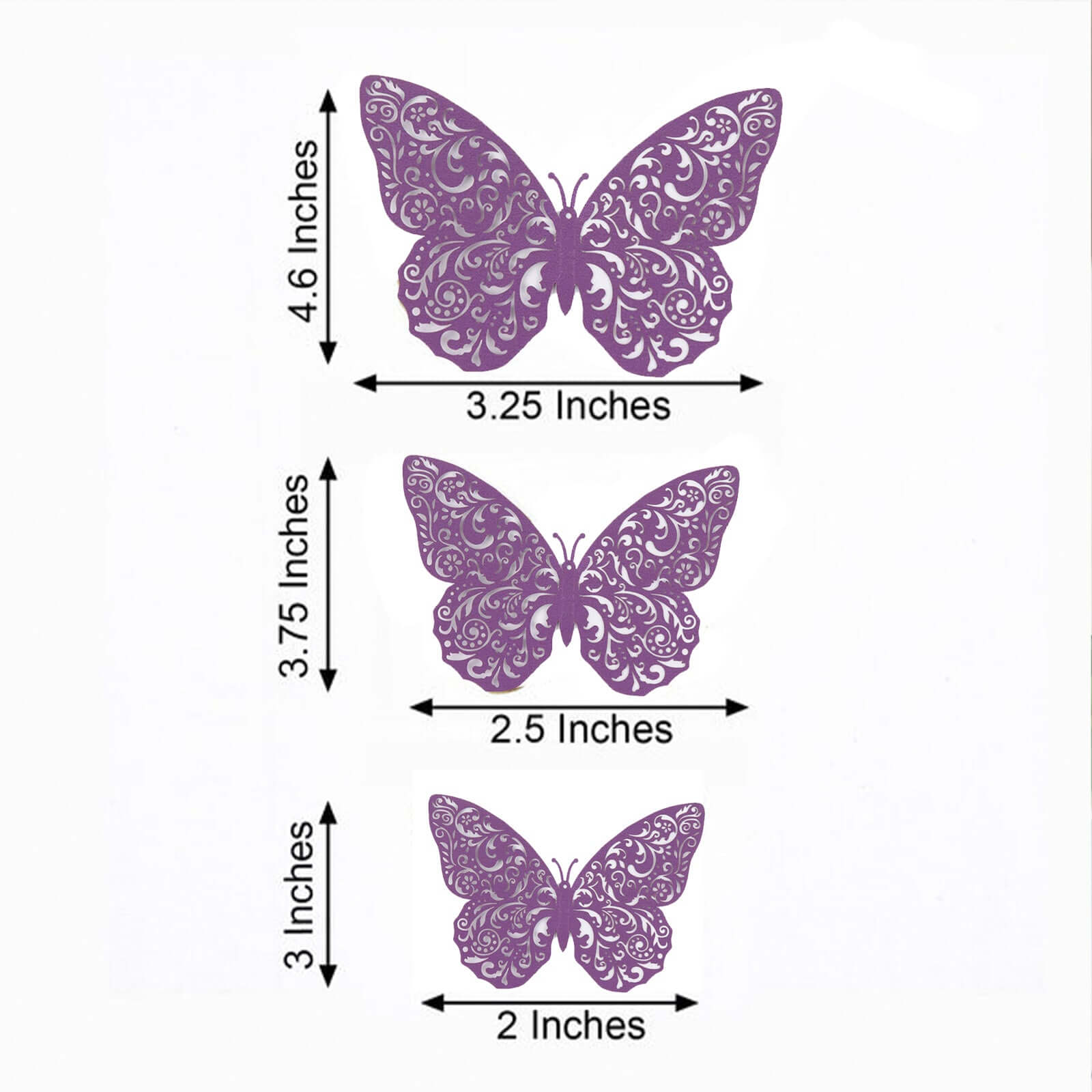 12-Pack 3D Butterfly Wall Decals, DIY Removable Mural Stickers Purple Cake Decorations Eye-Catching Design