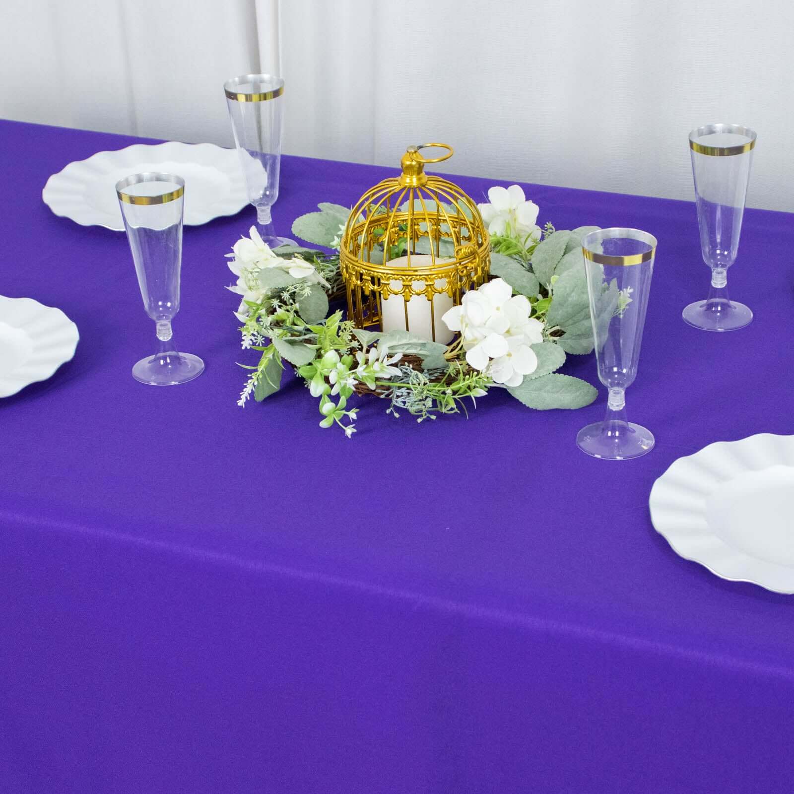 Premium Polyester 90x132 Rectangle Tablecloth Purple - Seamless 220GSM Stain-Resistant Table Cover