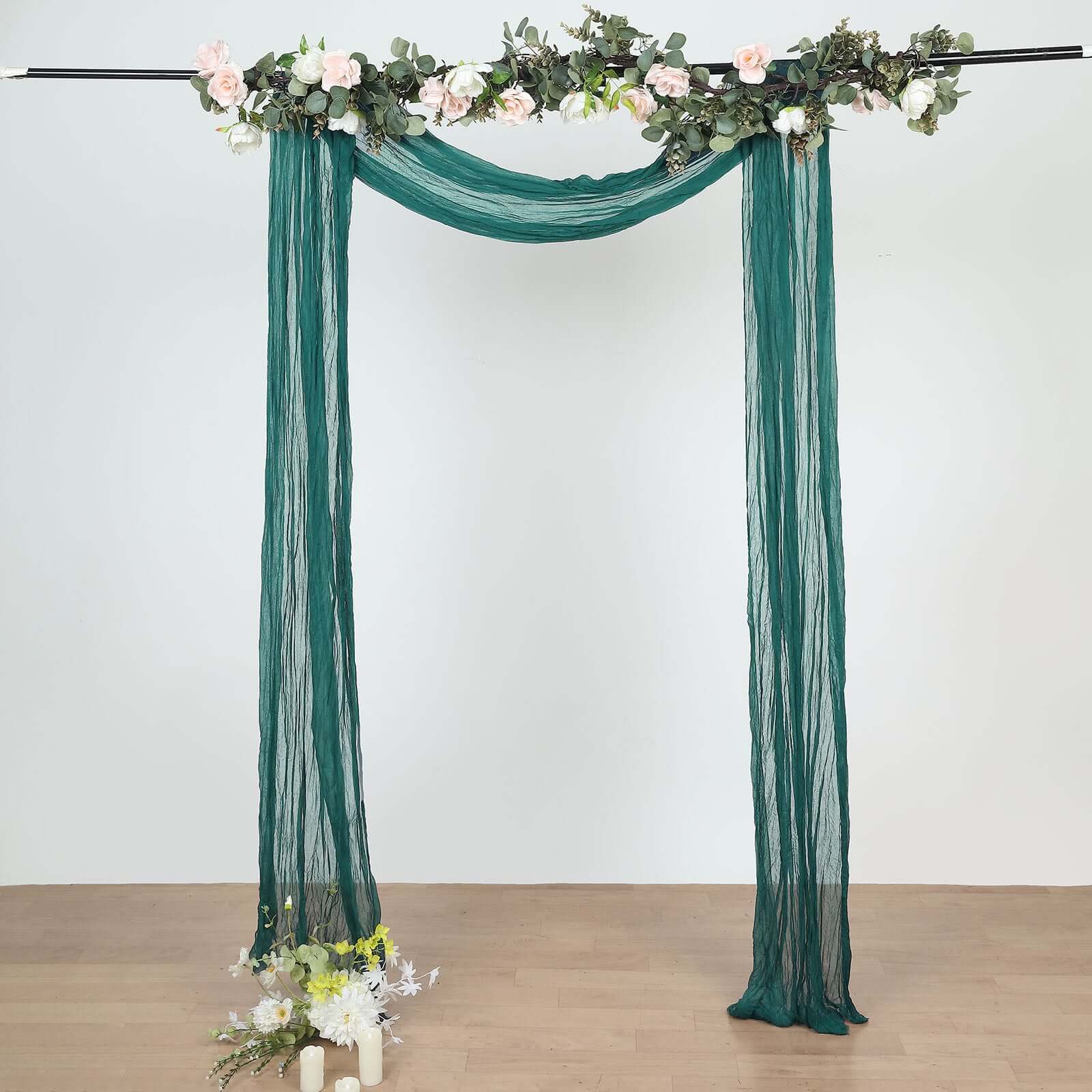 20ft Peacock Teal Gauze Cheesecloth Fabric Wedding Arch Drapery, Window Scarf Valance, Boho Decor Arbor Curtain Panel