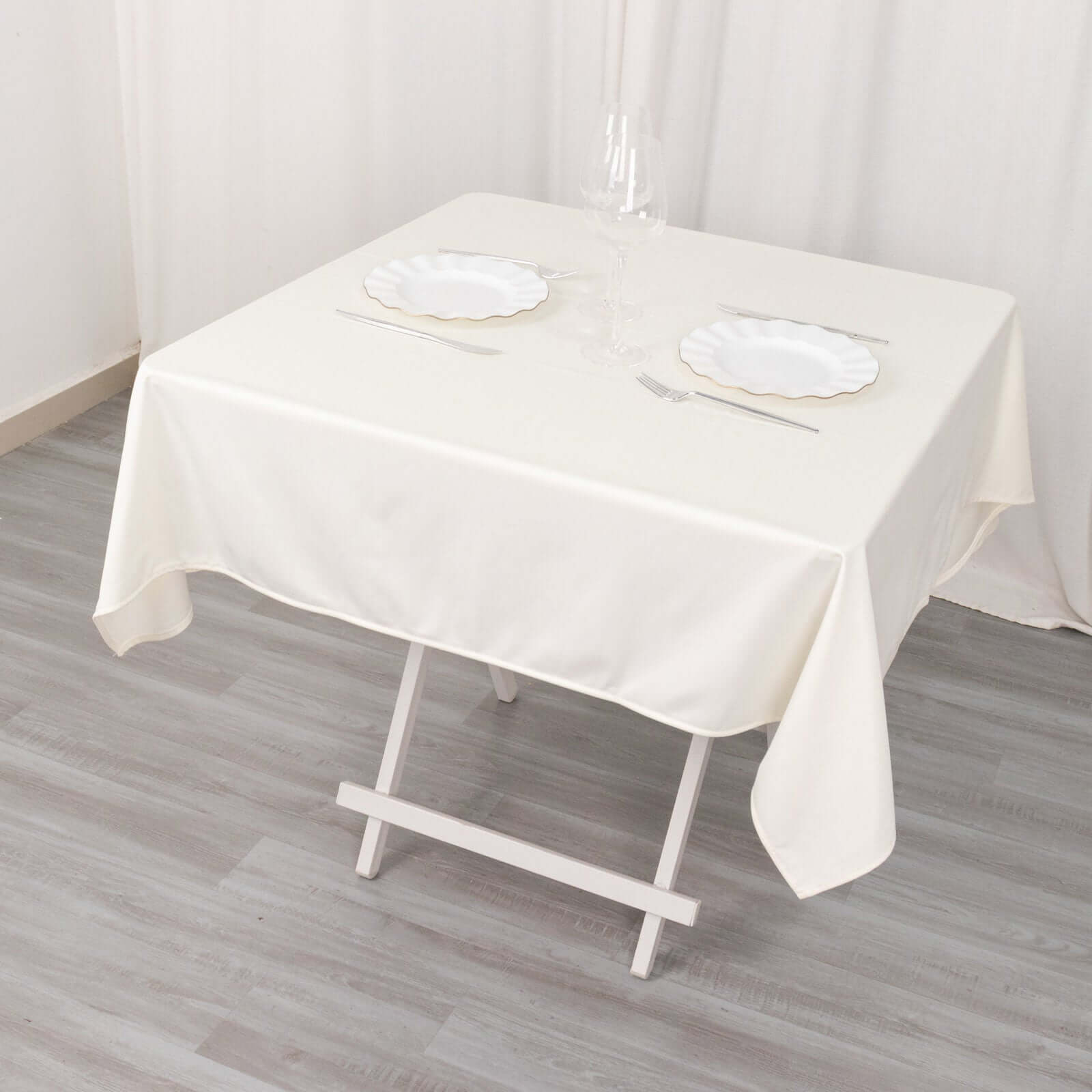 Premium Scuba Square 54x54 Tablecloth Ivory - Wrinkle Free & Stain Resistant Table Cover