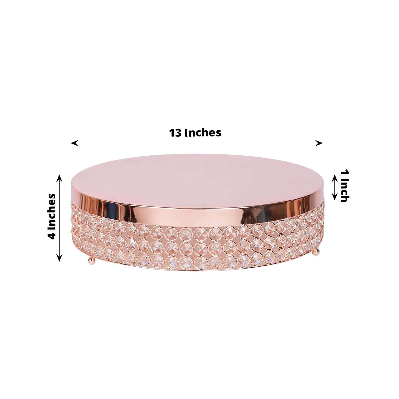 Metal Cake Stand Pedestal Crystal Beaded Design Rose Gold - Cupcake Display and Dessert Riser 13