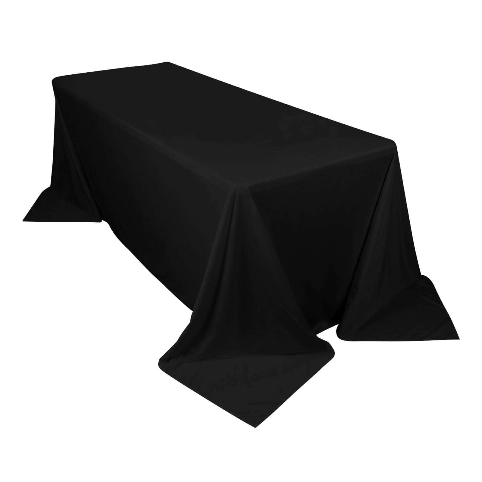 Premium Scuba Rectangular 90x132 Tablecloth Black - Wrinkle Free, Stain Resistant & Seamless Table Cover for Weddings and Parties