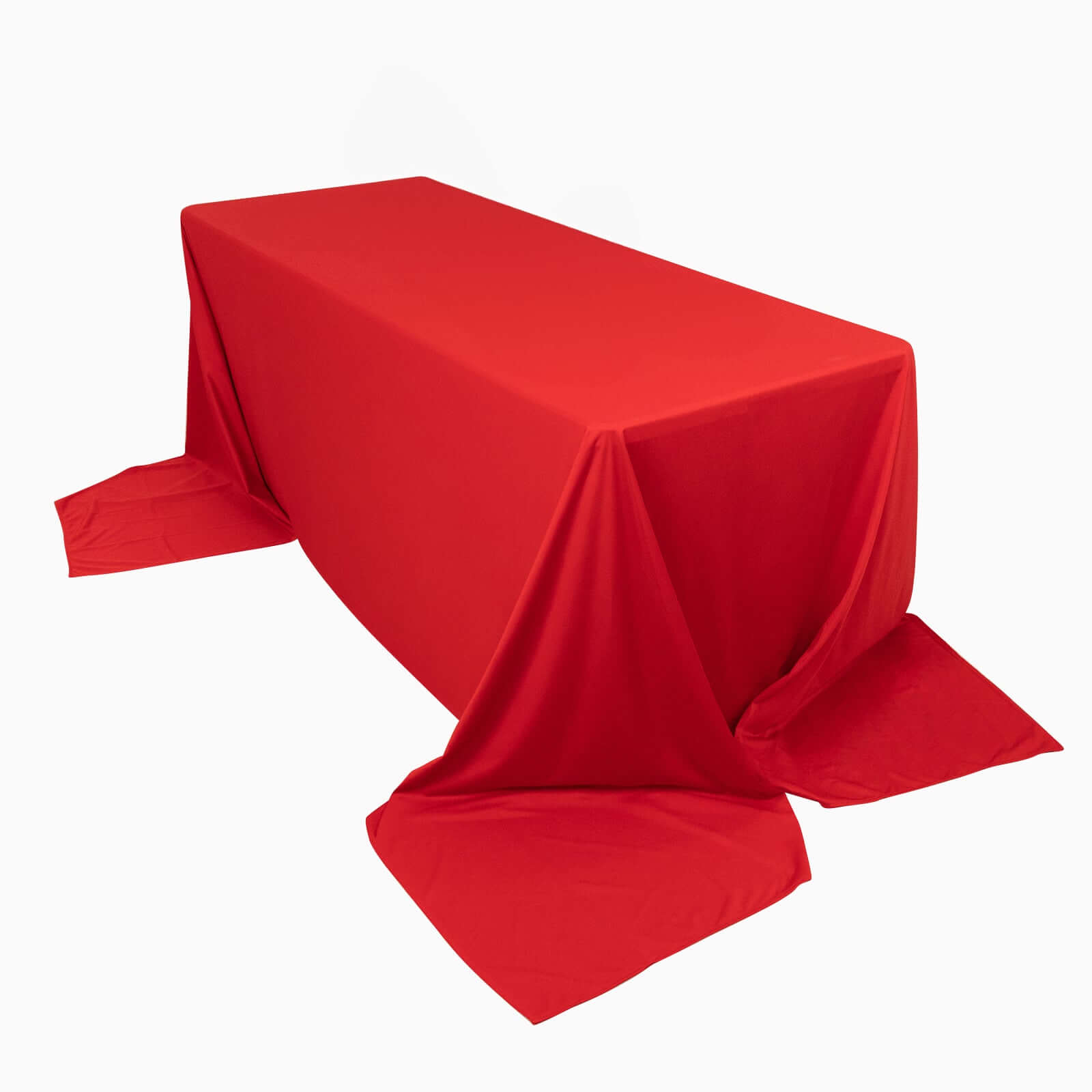 Premium Scuba Rectangular 90x156 Tablecloth Red - Wrinkle Free, Stain Resistant & Seamless Table Cover