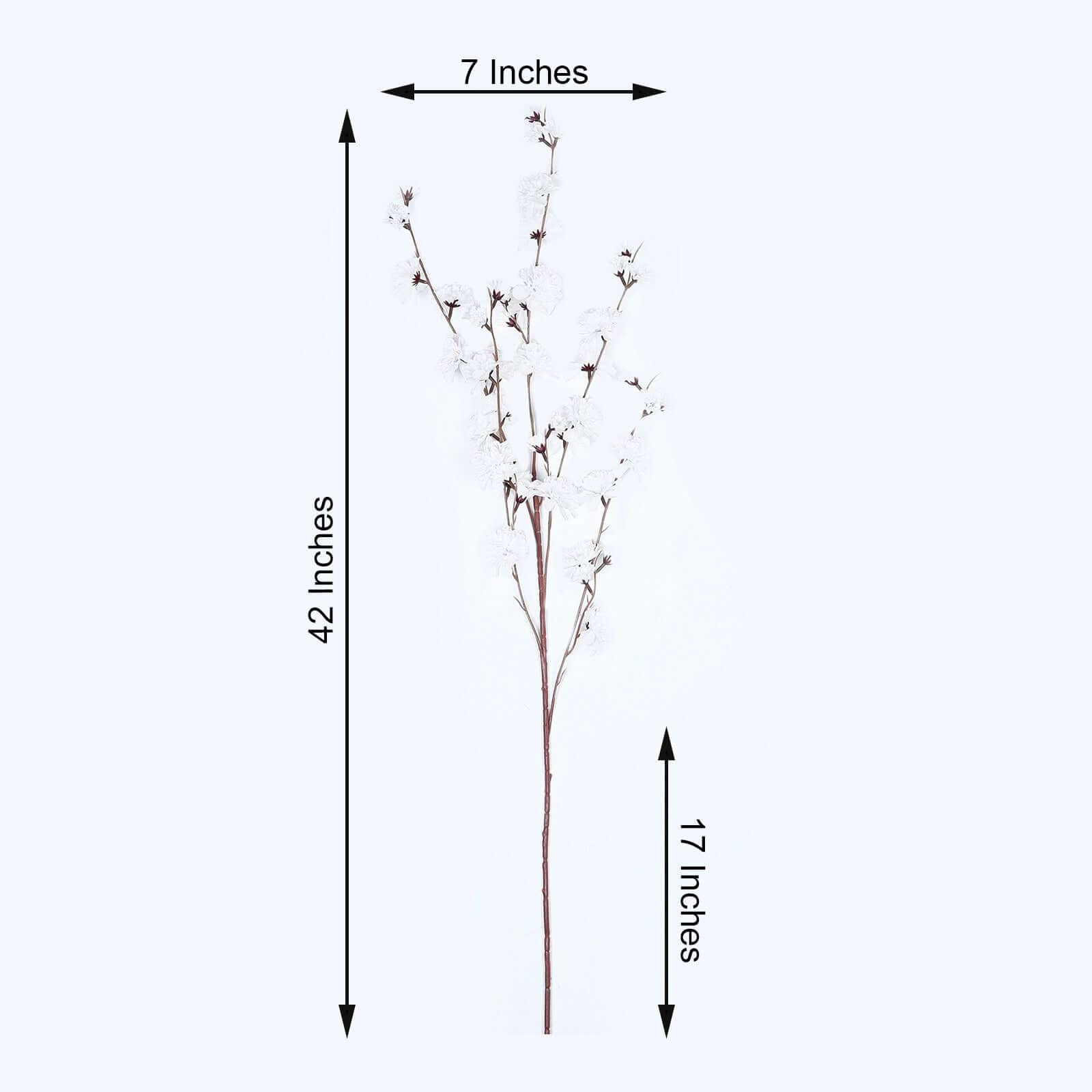 2 Branches 42 Tall White Artificial Silk Carnation Flower Stems