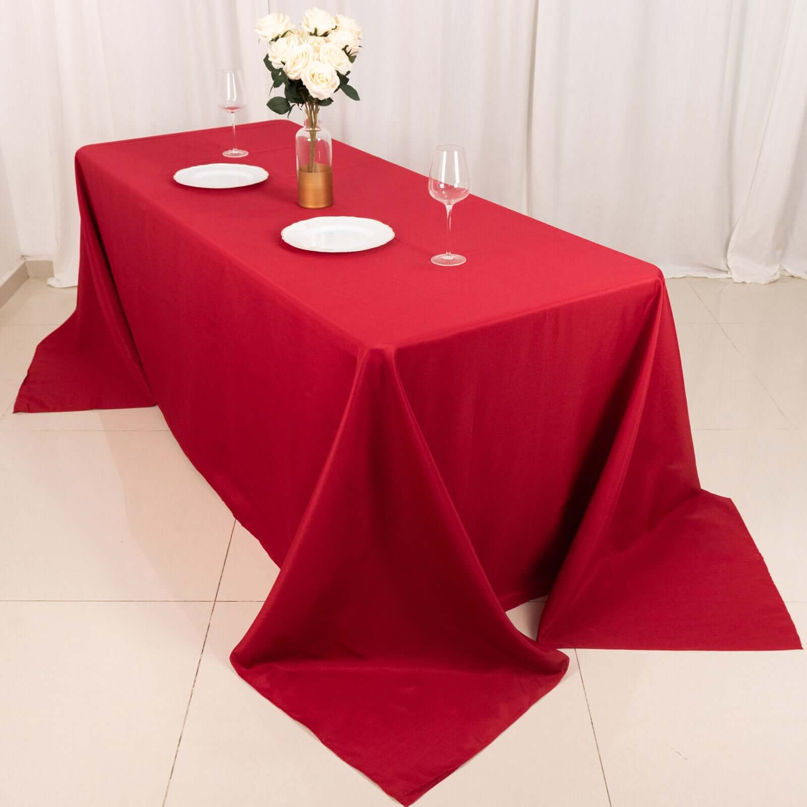 Polyester 90x132 Rectangle Tablecloth Wine - Seamless Wrinkle-Resistant Table Cover