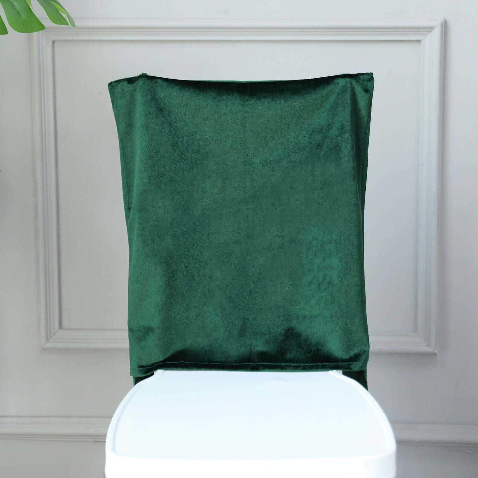 Velvet Chair Back Slipcover for Chiavari Chairs Hunter Emerald Green - Soft and Smooth Solid Chair Back Cover Cap