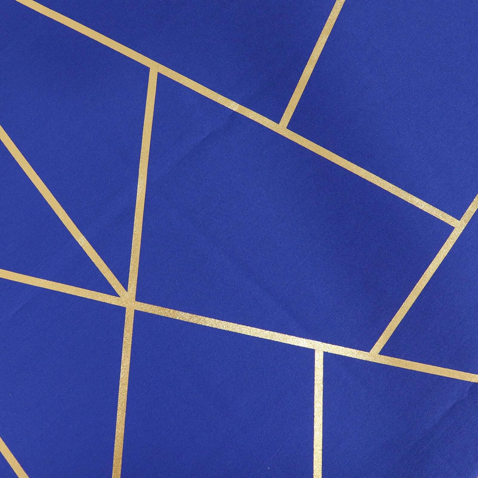 Polyester 60x102 Rectangle Tablecloth Royal Blue with Gold Foil Geometric Pattern - Wrinkle-Resistant & Durable Table Cover