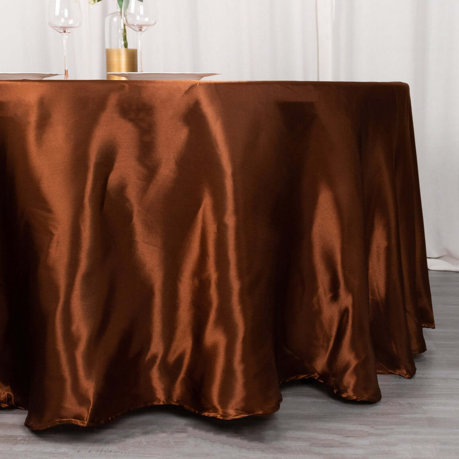 Satin 120 Round Tablecloth Cinnamon Brown - Stylish Seamless Table Cover