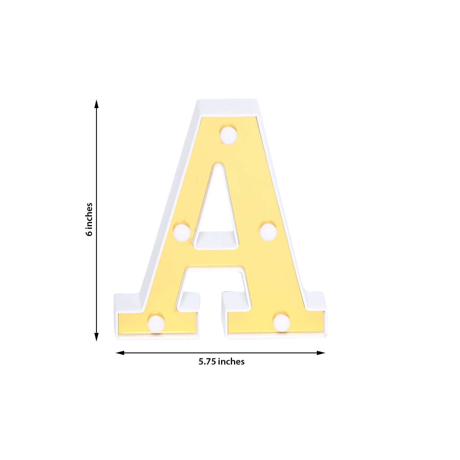 3D Marquee Letter A Warm White 5 LED Lights Gold - Chic Light-Up Decor for Events 6