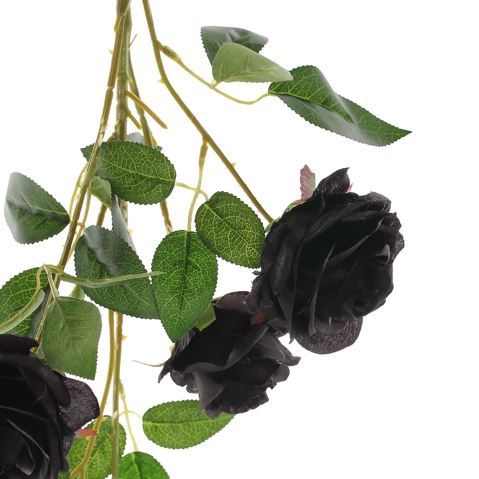 2 Bouquets 33 Tall Black Artificial Silk Rose Flower Bush Stems