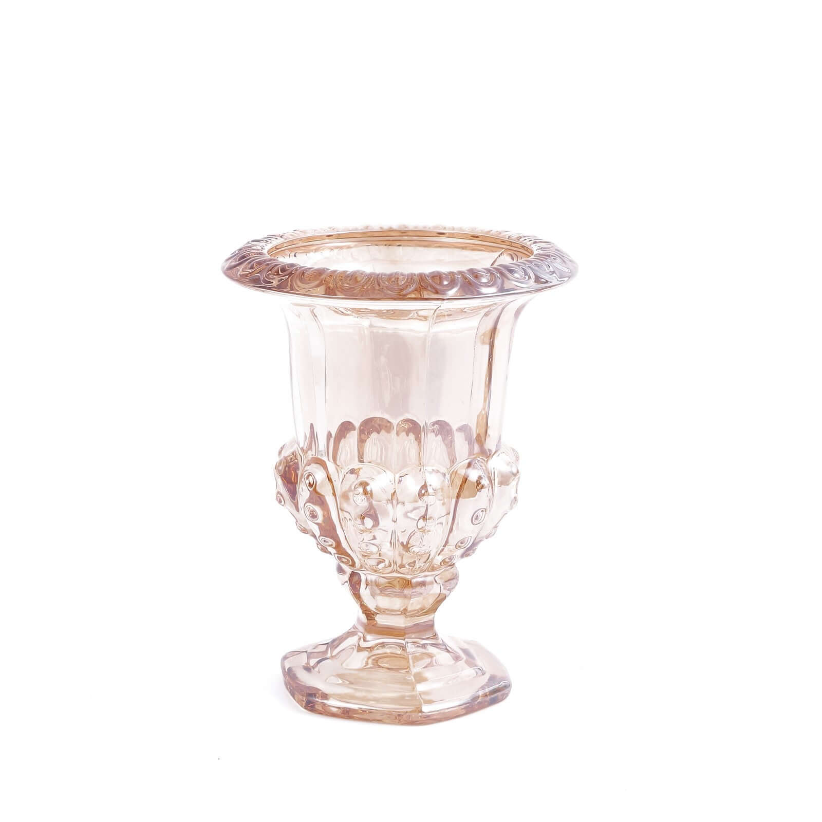 2-Pack Glass Mini Pedestal Flower Vases in Classic Roman Urn Style Amber Gold - Sophisticated Wedding Table Centerpieces 6