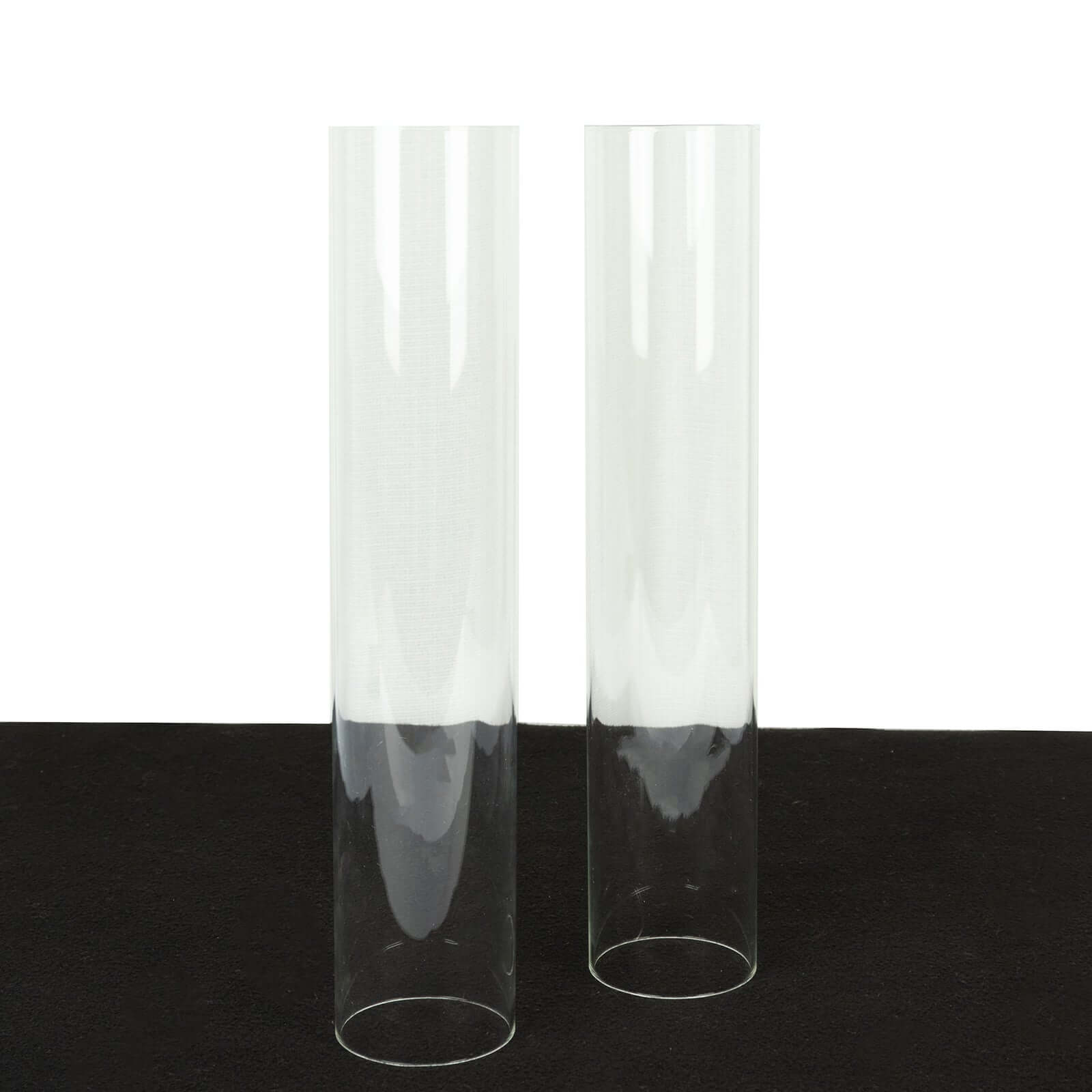 2-Pack Glass Pillar Hurricane Candle Shades - Clear Chimney Tube with 2.25 Wide Open Ends 12